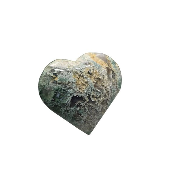 Green Moss Agate Stone Carved Heart Crystal - Picture 7 of 8